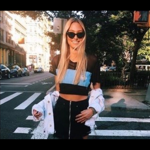 LF: Emma and Sam mesh tee with denim sz. XS - Picture 2 of 3